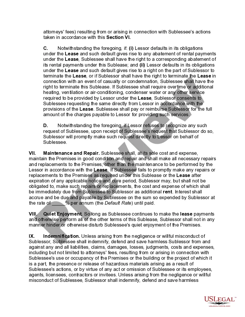 Preview Sublease of Office Space with Sale of Furniture and Phone Systems