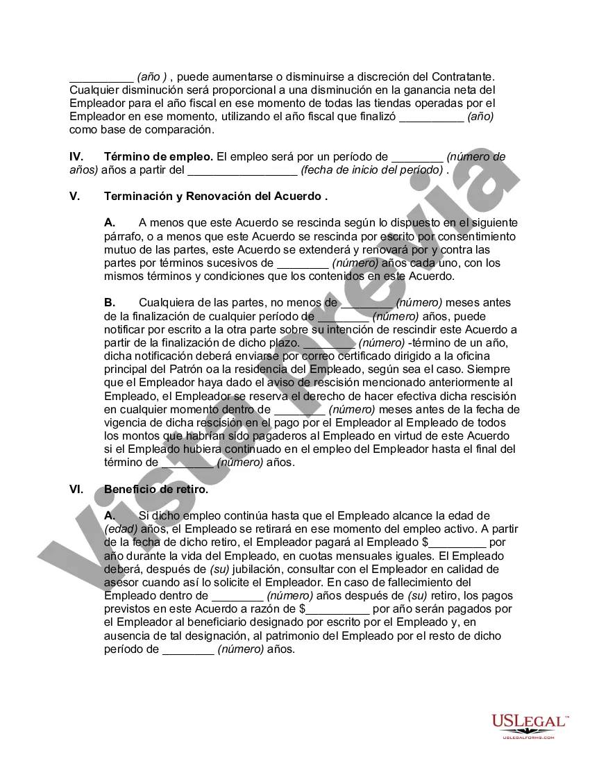 Preview Contrato de Trabajo con Plan de Retiro No Cualificado Financiado con Seguro de Vida