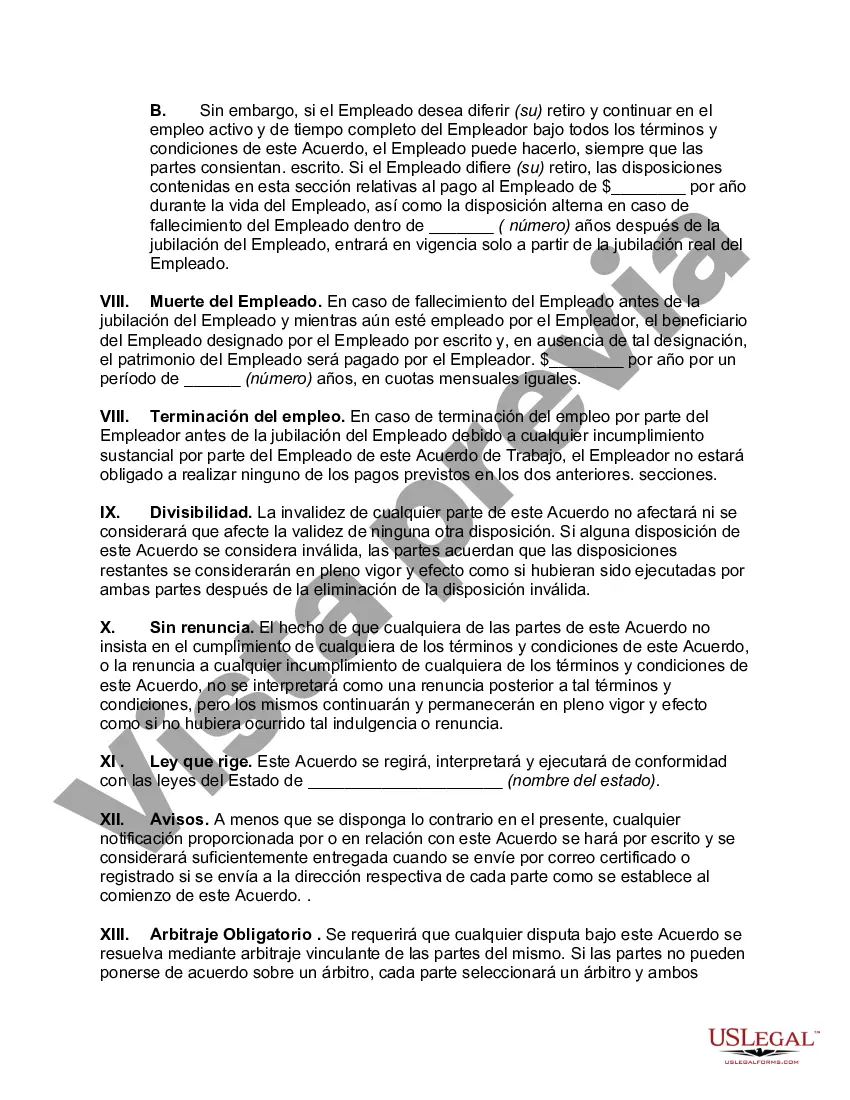 Preview Contrato de Trabajo con Plan de Retiro No Cualificado Financiado con Seguro de Vida