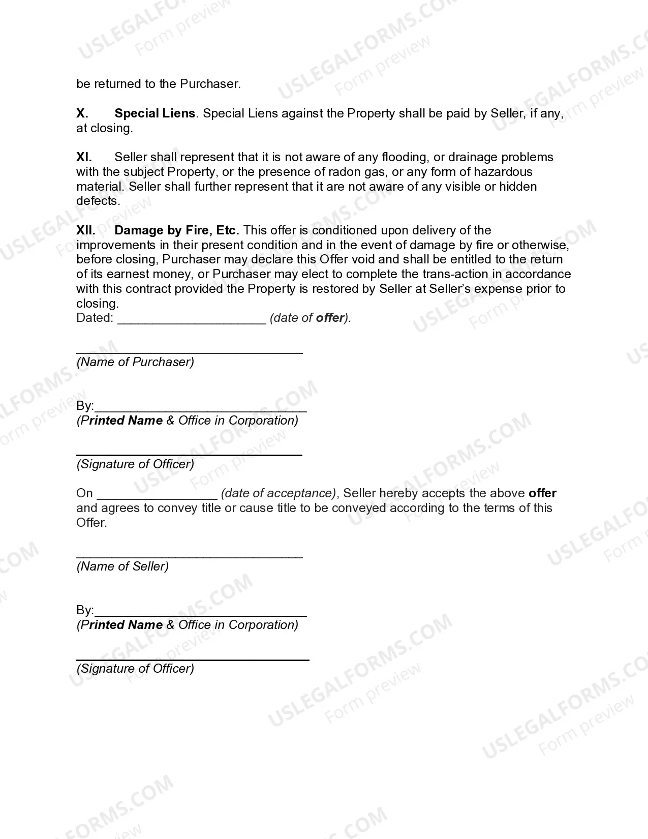 Preview Offer to Purchase Commercial or Industrial Property