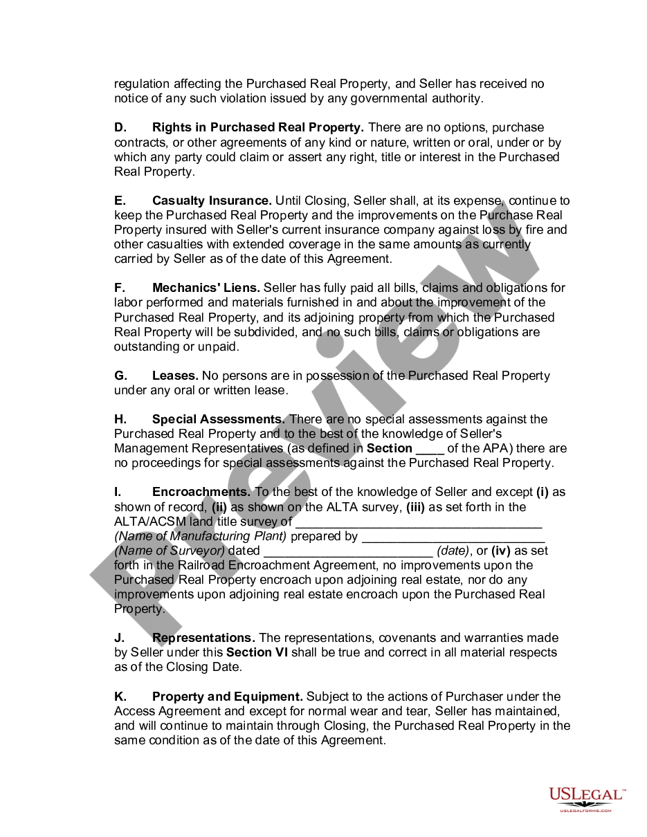 page 9 Contract for Sale of Manufacturing Facility Pursuant to Asset Purchase Agreement preview