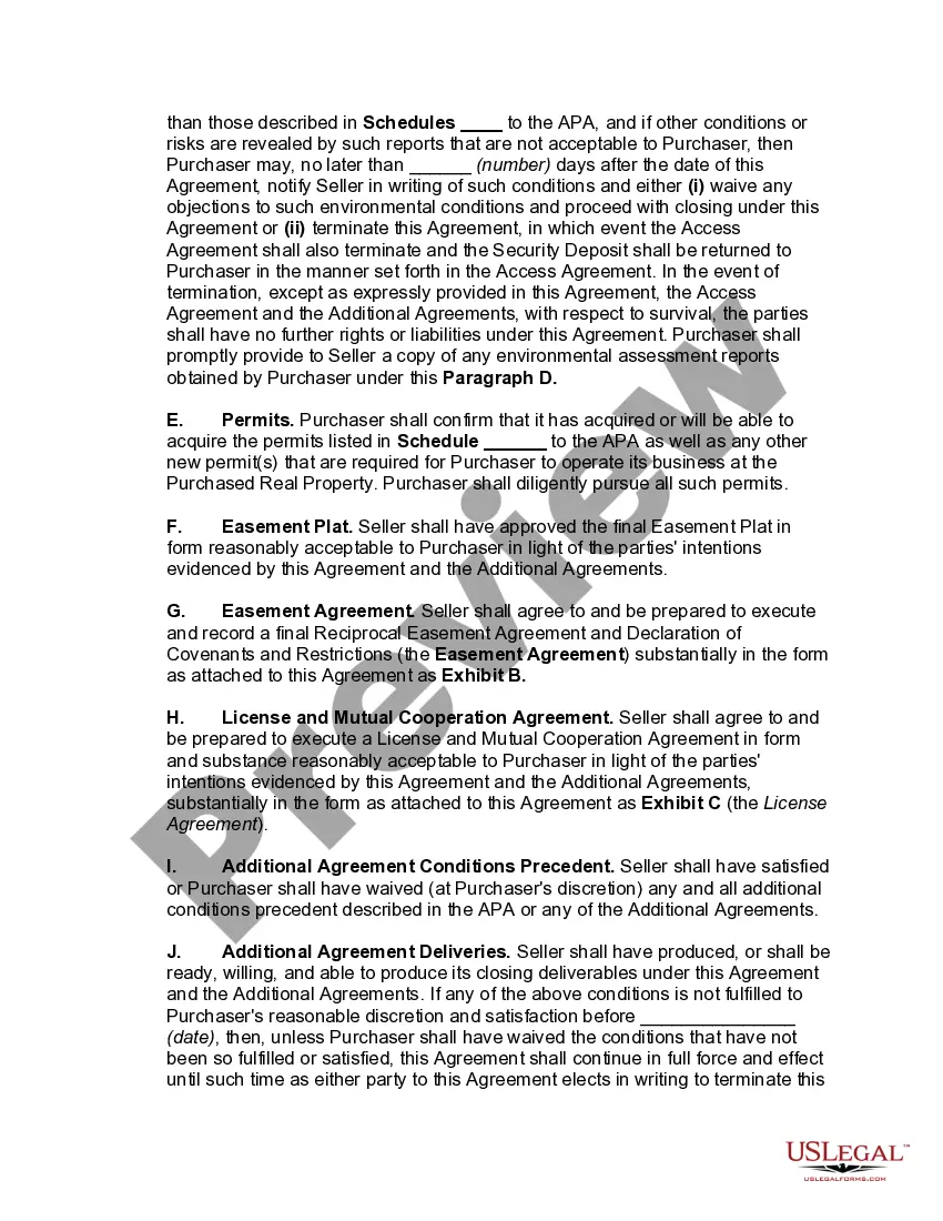 Preview Contract for Sale of Manufacturing Facility Pursuant to Asset Purchase Agreement