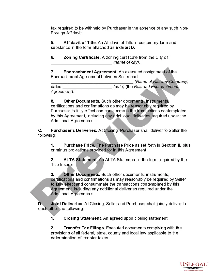 Preview Contract for Sale of Manufacturing Facility Pursuant to Asset Purchase Agreement