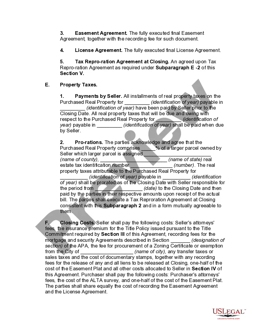 Preview Contract for Sale of Manufacturing Facility Pursuant to Asset Purchase Agreement