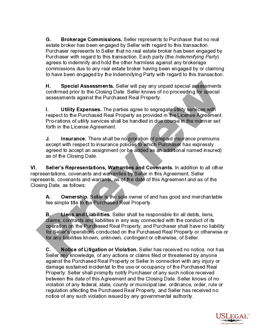 Preview Contract for Sale of Manufacturing Facility Pursuant to Asset Purchase Agreement