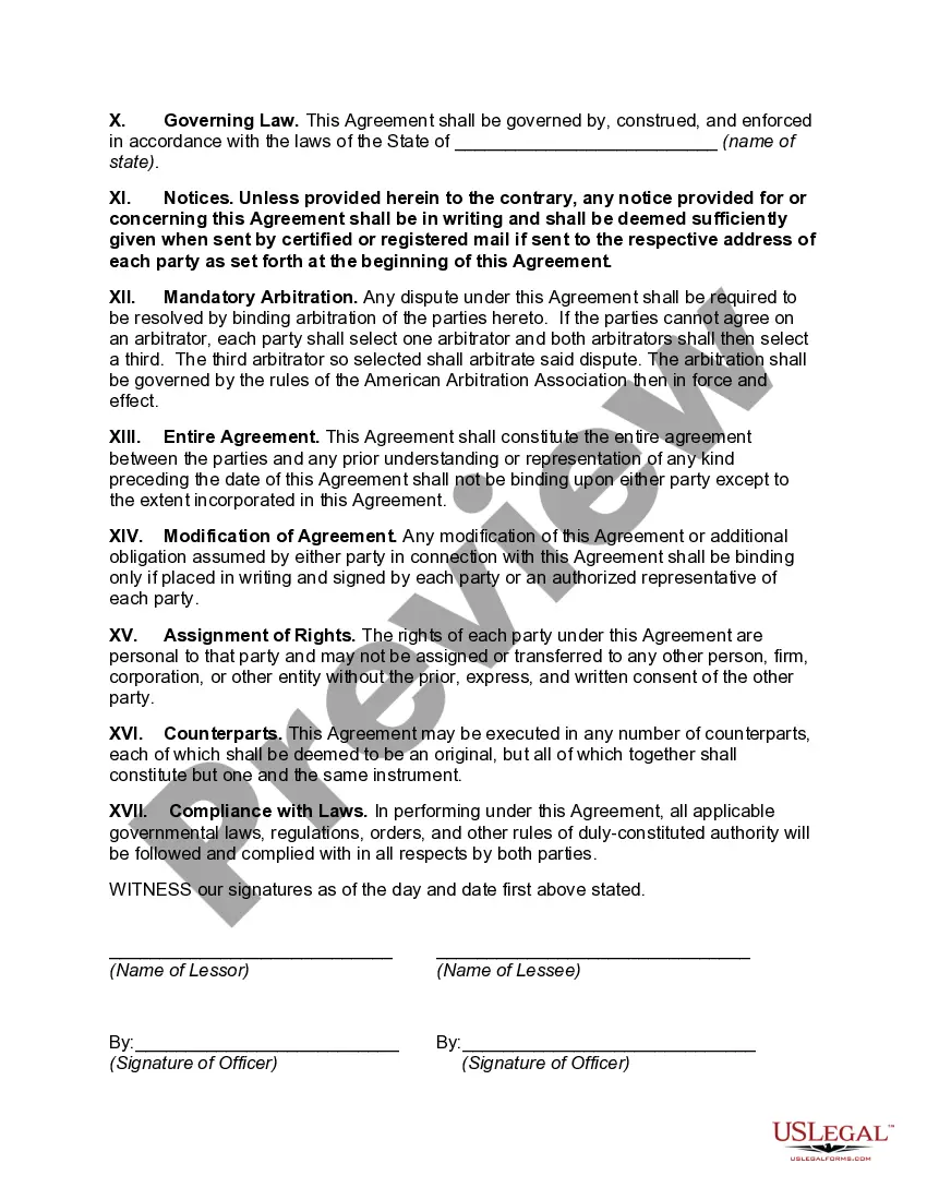 Preview Lease of Furniture between Sublessor and Sublessee of Office Lease Agreement