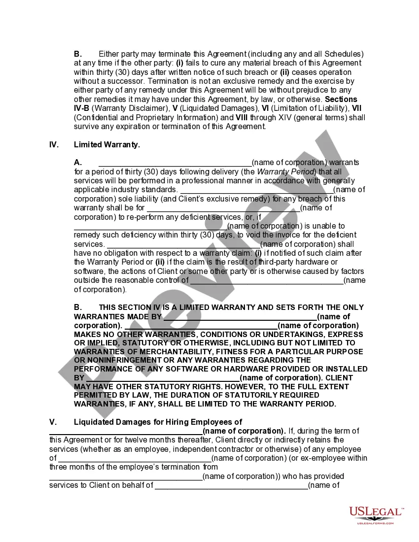 Preview Master Services Agreement for IT Services