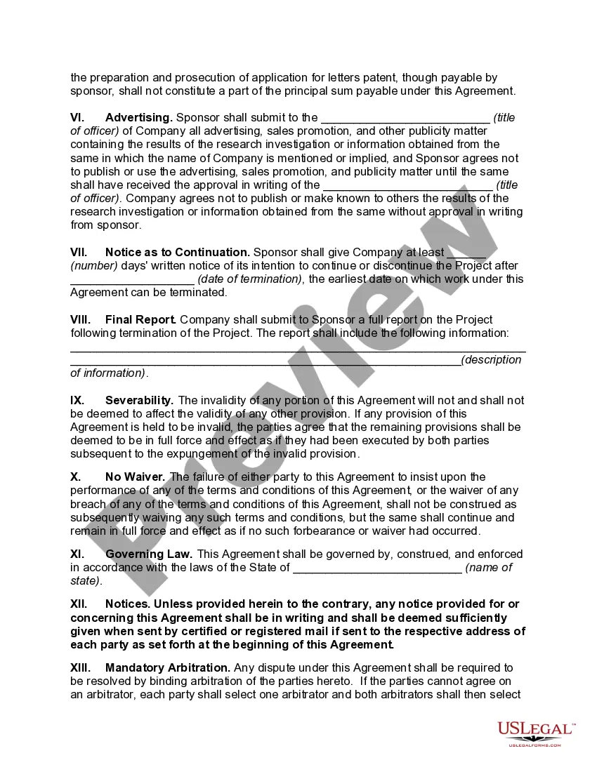 Get Agreement for Research on New Product or Process Preview Agreement for Research on New Product or Process