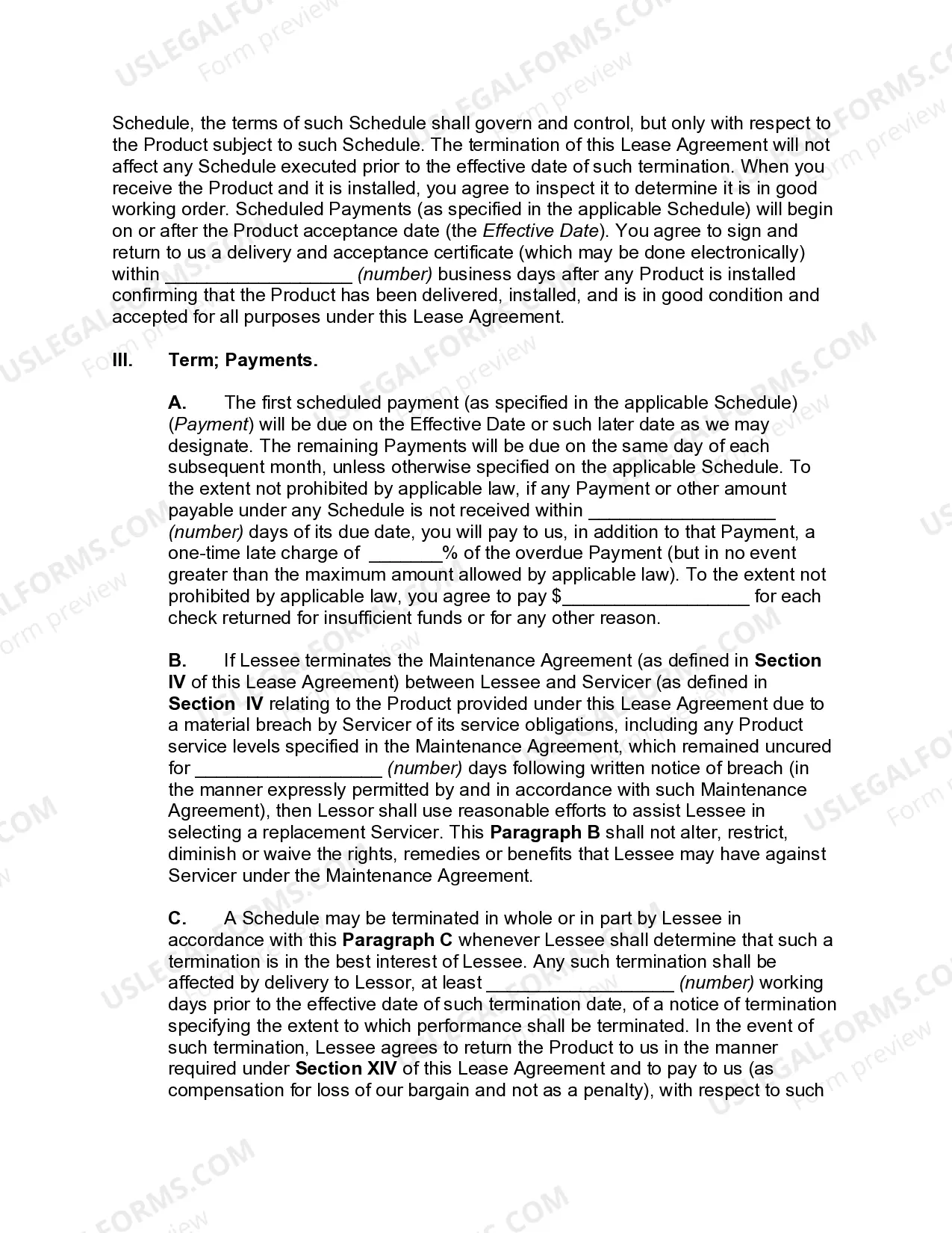 Preview Master Finance Lease Agreement