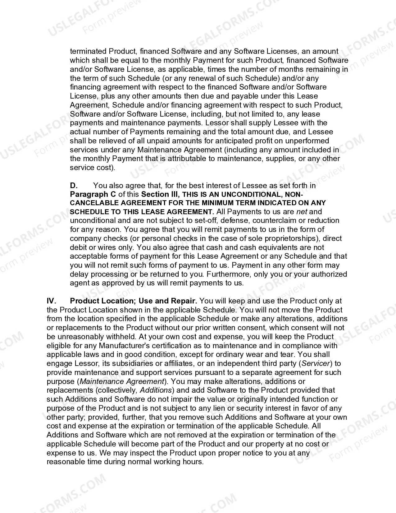 Preview Master Finance Lease Agreement