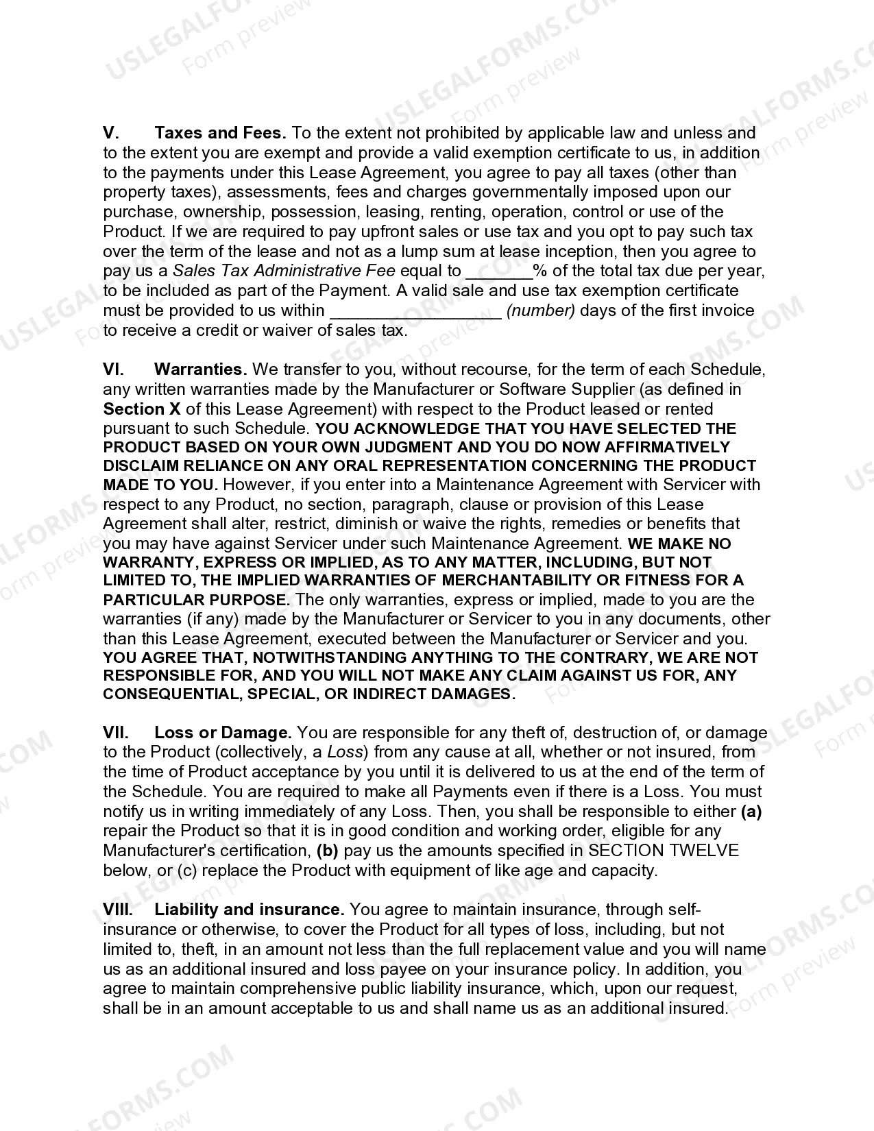 Preview Master Finance Lease Agreement