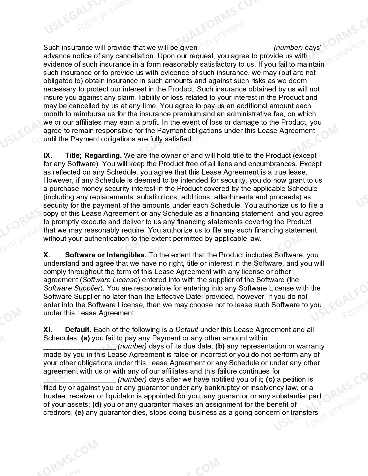 Preview Master Finance Lease Agreement