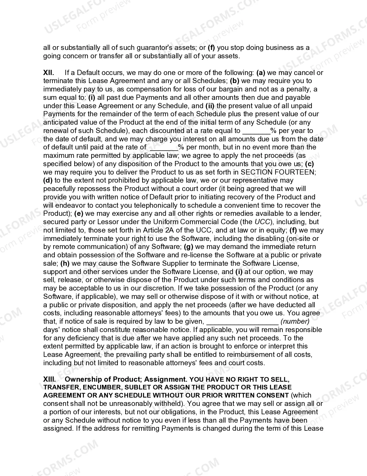 Preview Master Finance Lease Agreement