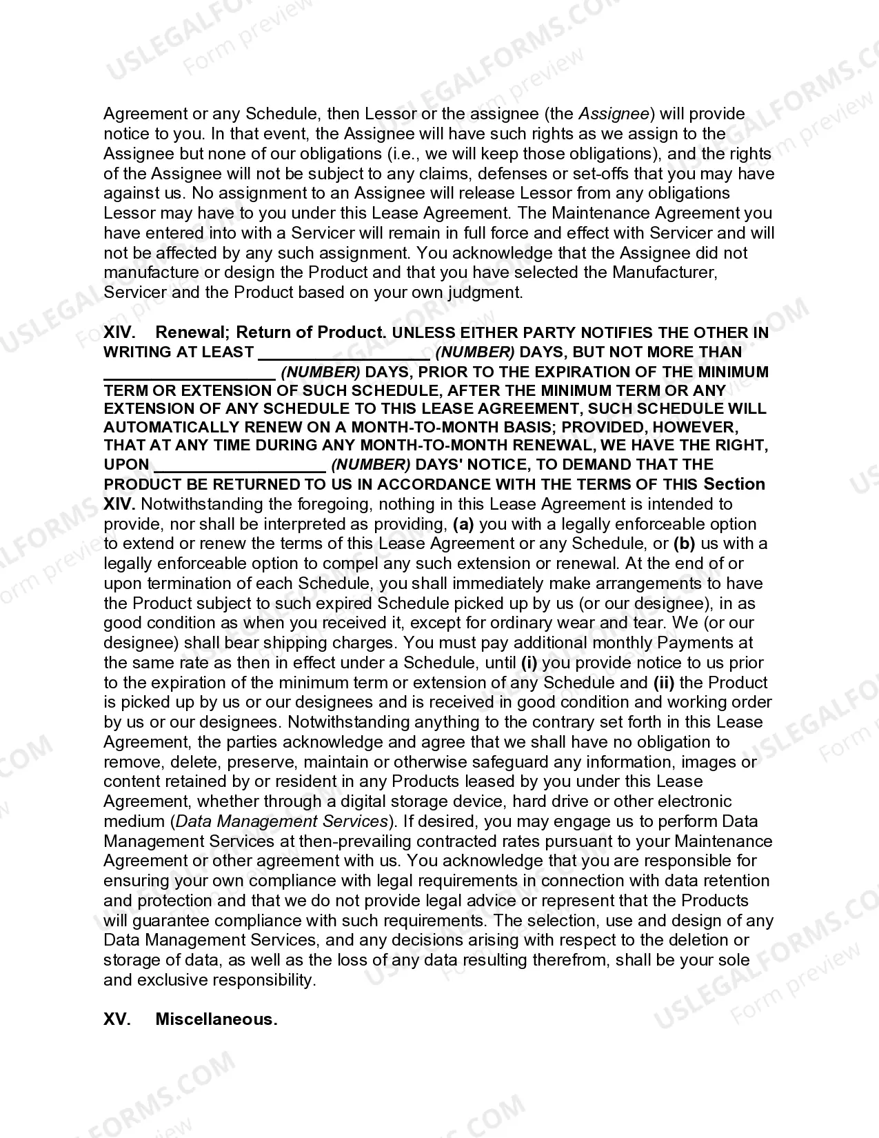 Preview Master Finance Lease Agreement