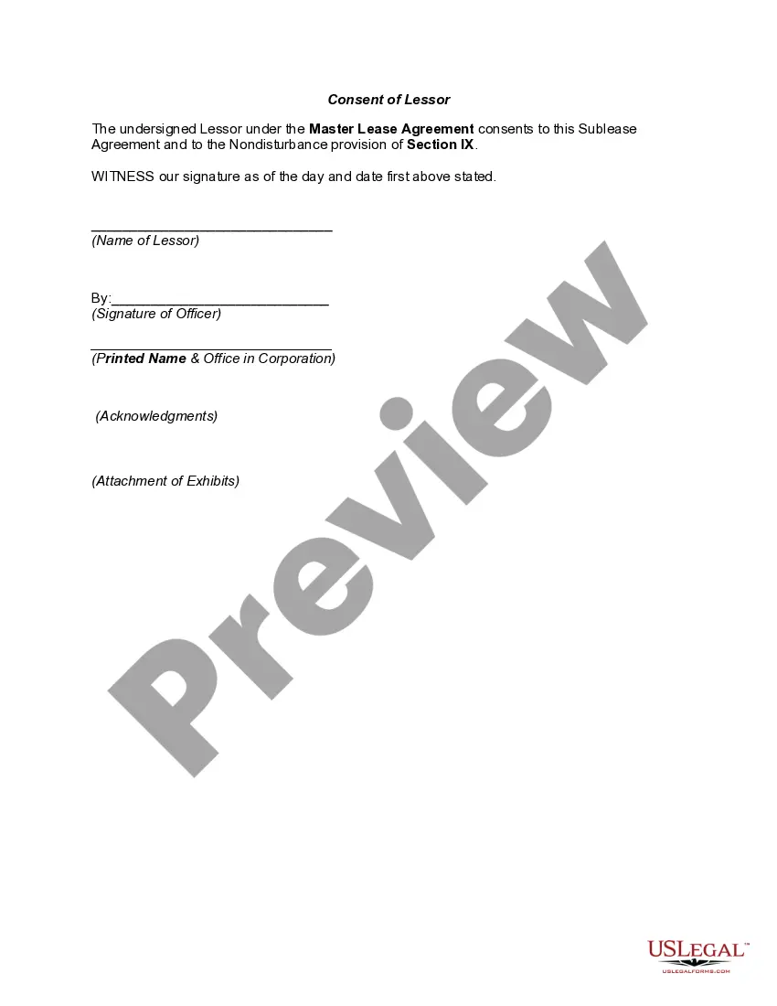 Preview Sublease of Office Space under Master Lease Agreement