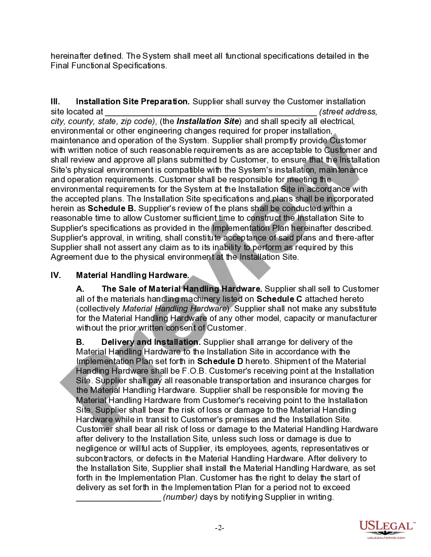 Get System Procurement and Integration Agreement Preview System Procurement and Integration Agreement