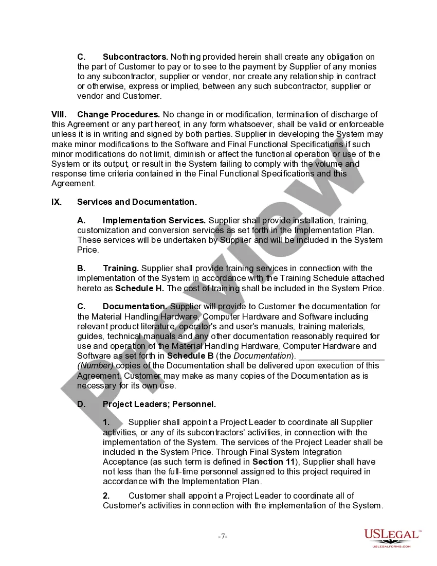 Get System Procurement and Integration Agreement Preview System Procurement and Integration Agreement