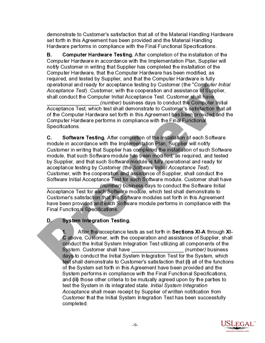 Get System Procurement and Integration Agreement Preview System Procurement and Integration Agreement