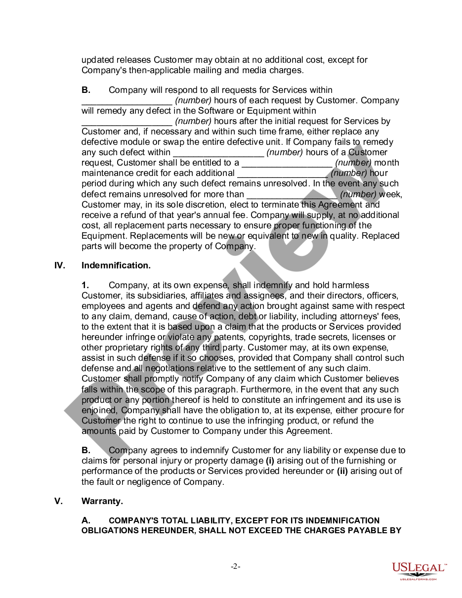 page 1 User Oriented Software and Equipment Maintenance Services Agreement preview