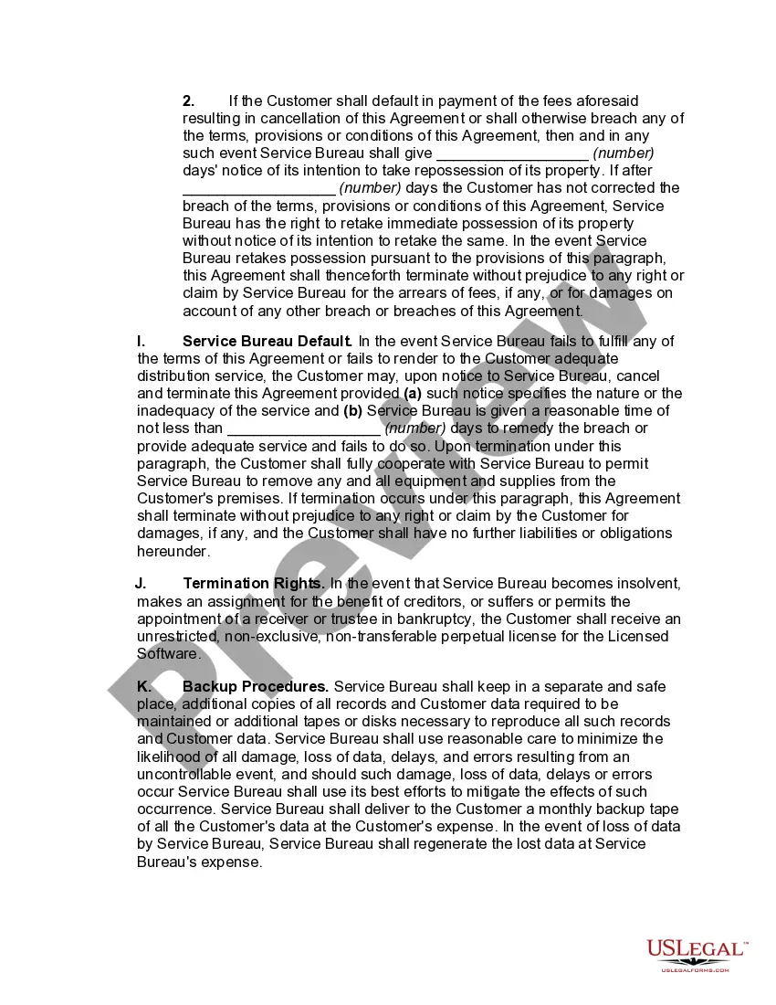 Get Service Bureau Distribution System Agreement Preview Service Bureau Distribution System Agreement