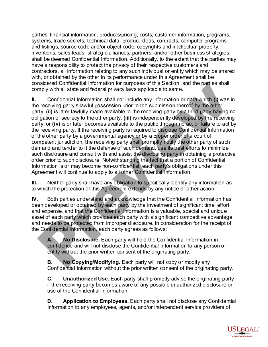 page 1 Nondisclosure Agreement Concerning Discussions Regarding Possible Business Contractual Agreement Dealing with Software Development preview