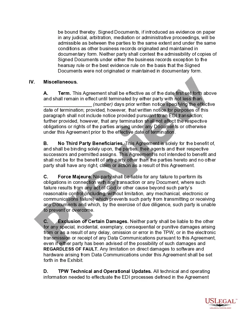 Get Electronic Data Interchange Trading Partner Agreement Preview Electronic Data Interchange Trading Partner Agreement