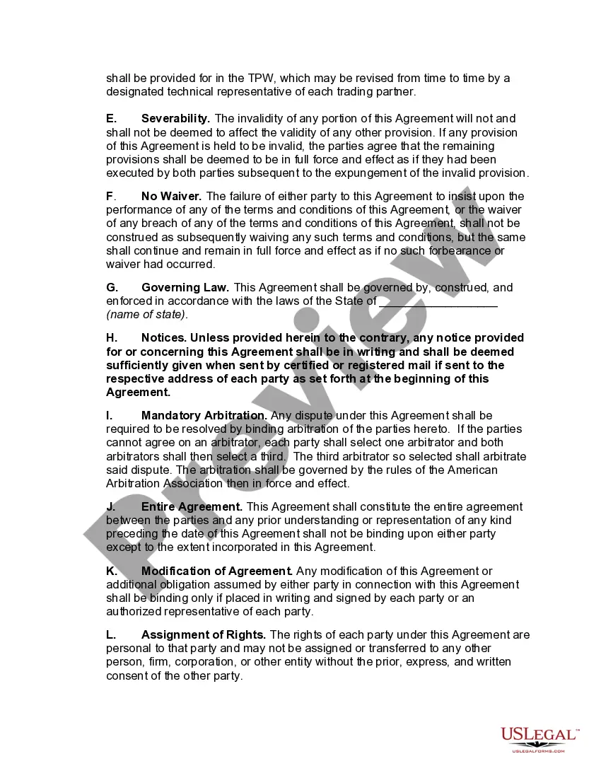 Get Electronic Data Interchange Trading Partner Agreement Preview Electronic Data Interchange Trading Partner Agreement