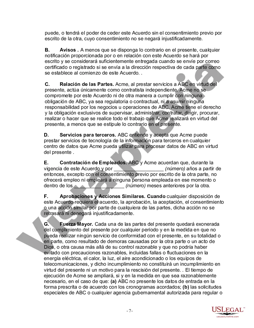 Preview Acuerdo de externalización