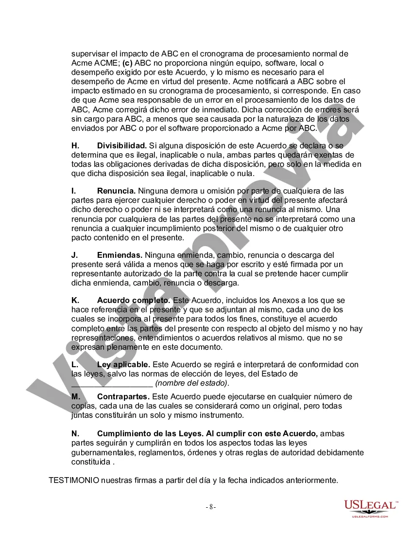 Preview Acuerdo de externalización