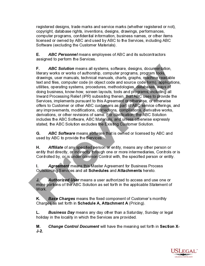 Get Master Agreement for Business Process Outsourcing Services Preview Master Agreement for Business Process Outsourcing Services