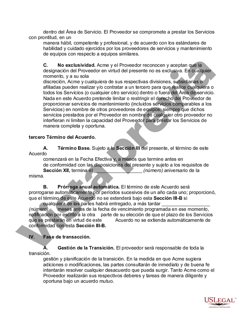 Preview Contrato Marco de Outsourcing de Servicios de Mantenimiento