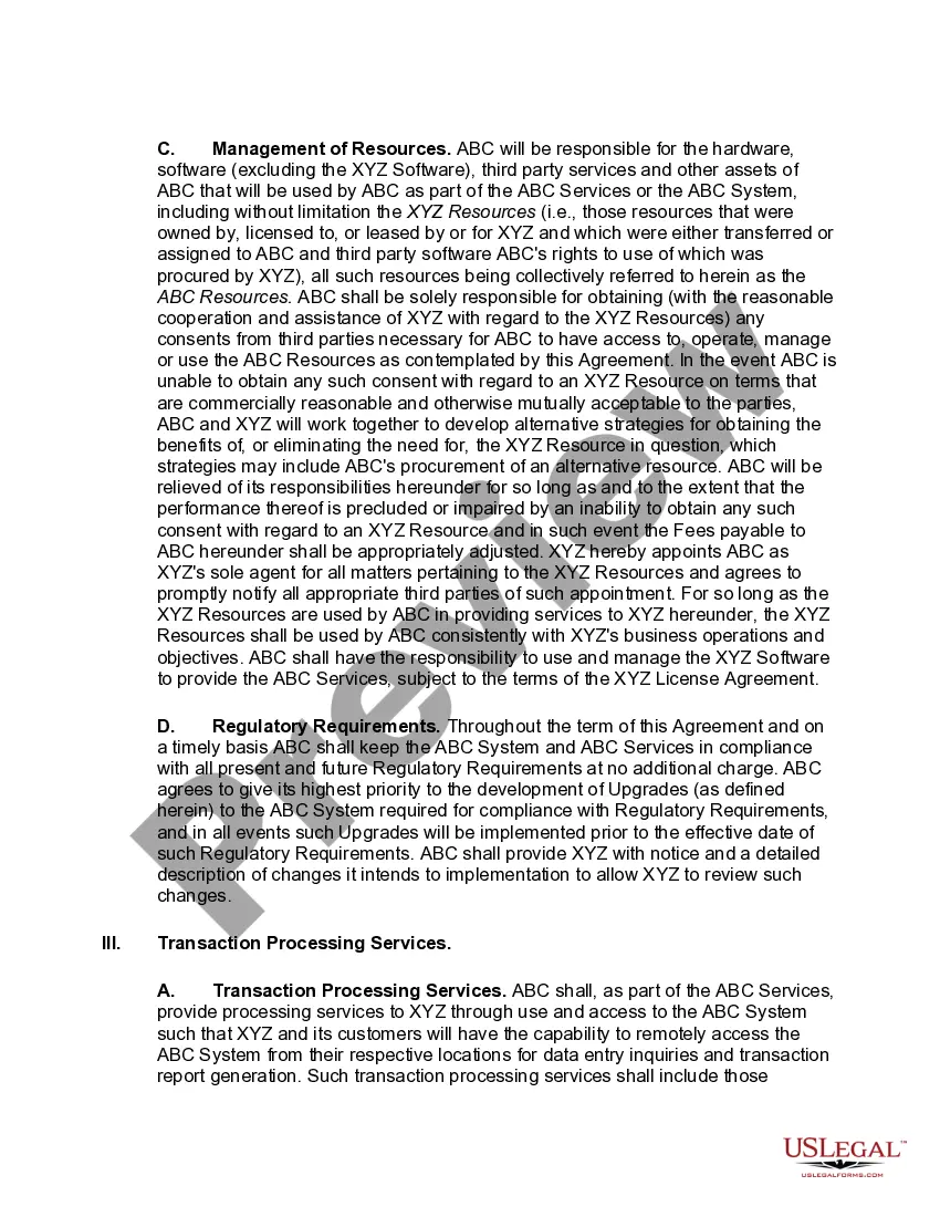 Get Processing and Services Outsourcing Agreement Preview Processing and Services Outsourcing Agreement