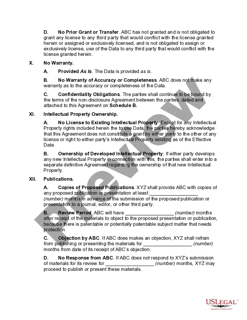 Preview Data Sharing Agreement