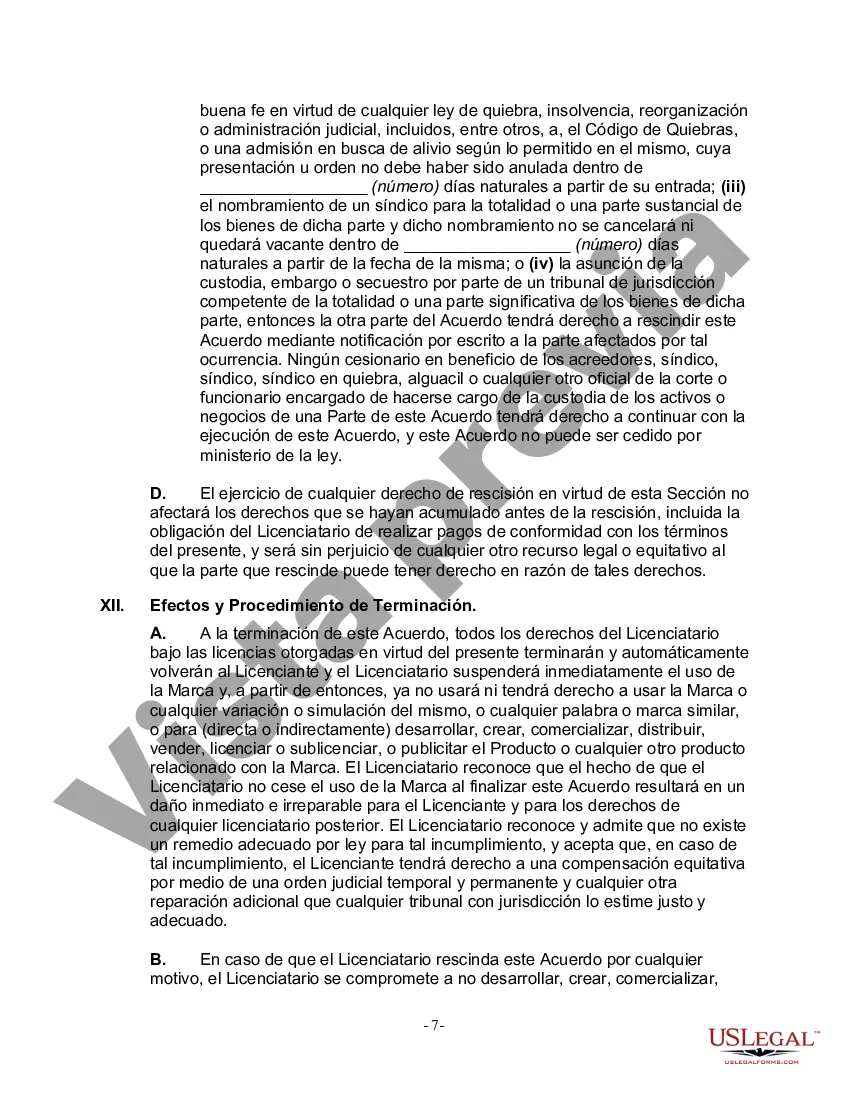Preview Acuerdo de licencia de marca comercial para un producto de software en el programa de procesamiento de textos en educación