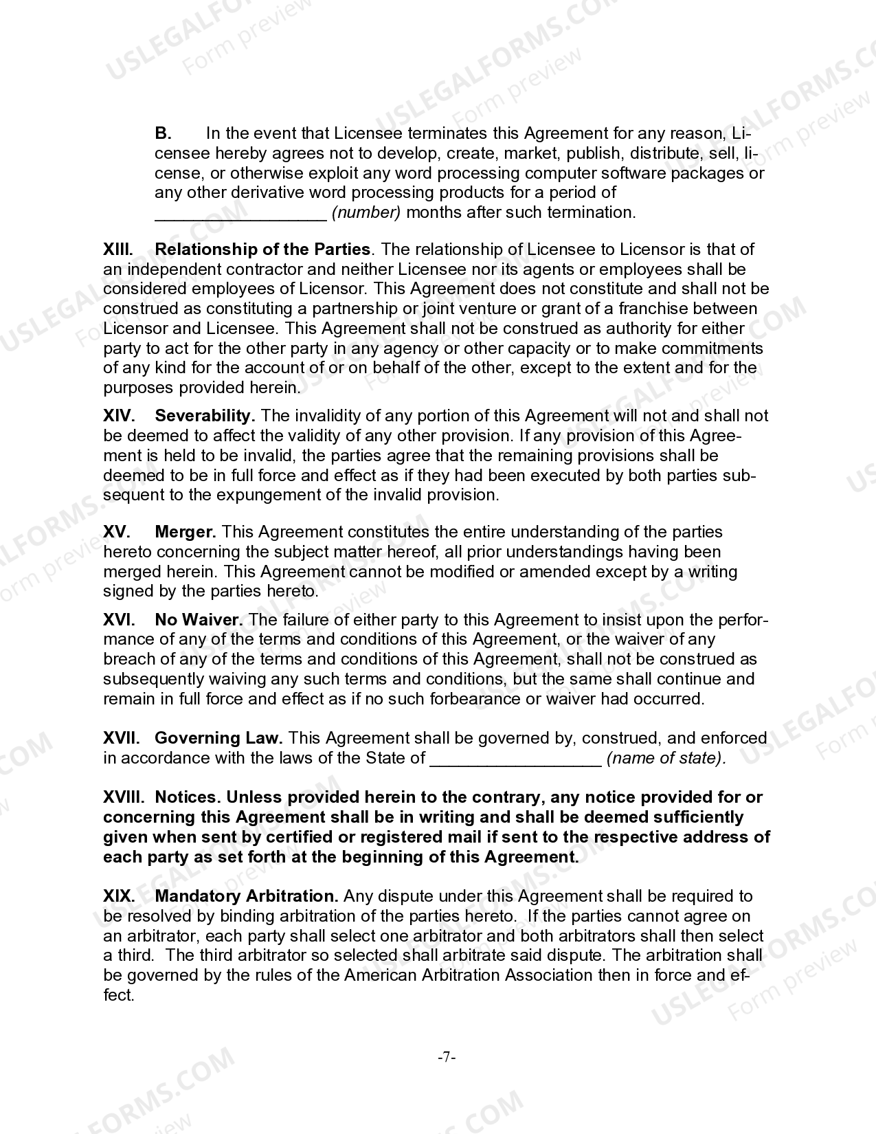 West Virginia Trademark License Agreement For A Software Product In Word Processing Program In 