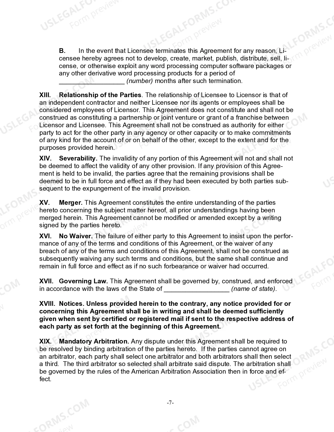 Preview Trademark License Agreement for a Software Product in Word Processing Program in Education