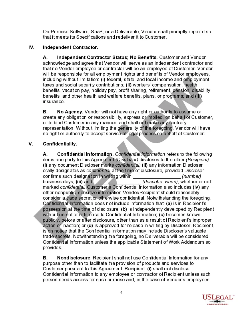 Preview Information Technology Master Agreement
