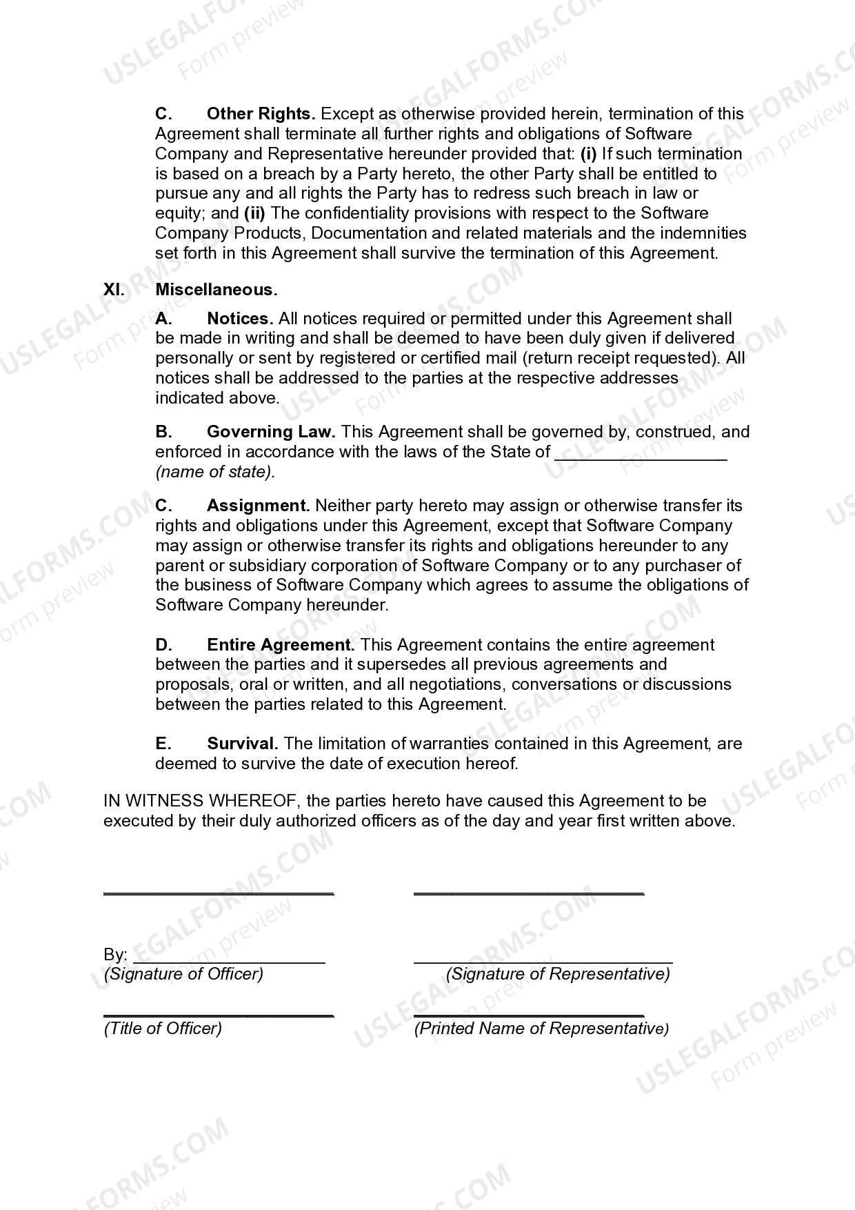 Maryland Independent Sales Representative Agreement With Developer Of 
