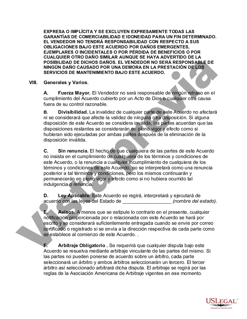 Preview Acuerdo de mantenimiento de equipos con un fabricante