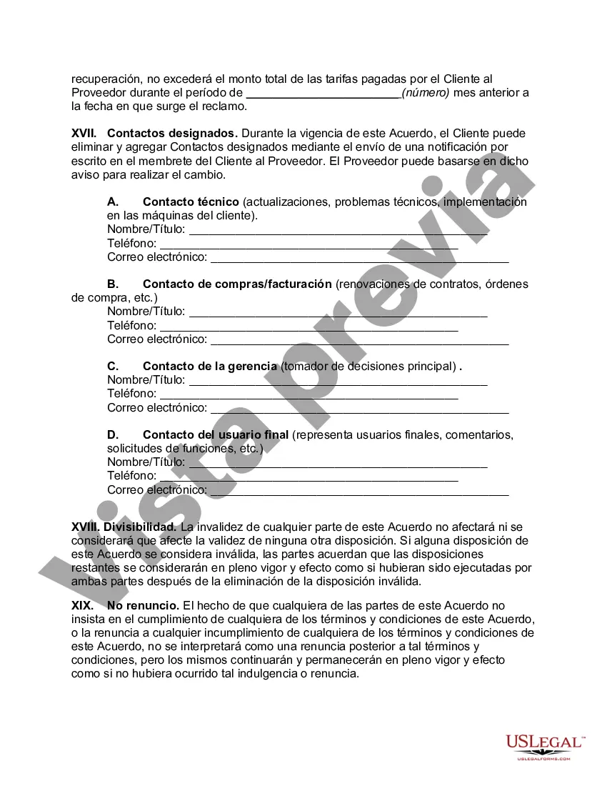 Preview Acuerdo de soporte y mantenimiento de software