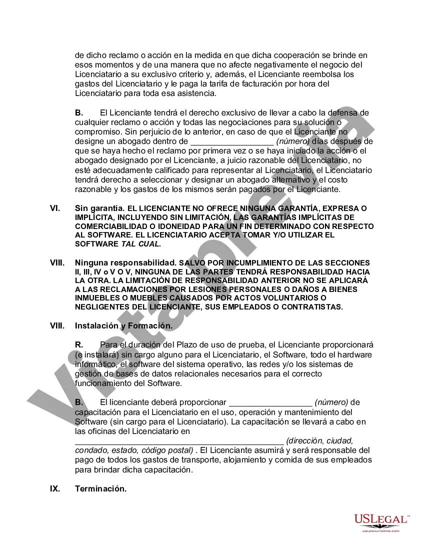 Preview Acuerdo de licencia de uso de prueba del programa de software informático