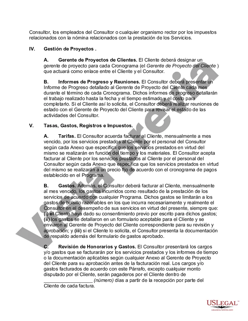 Preview Acuerdo estándar orientado al cliente para servicios de consultoría