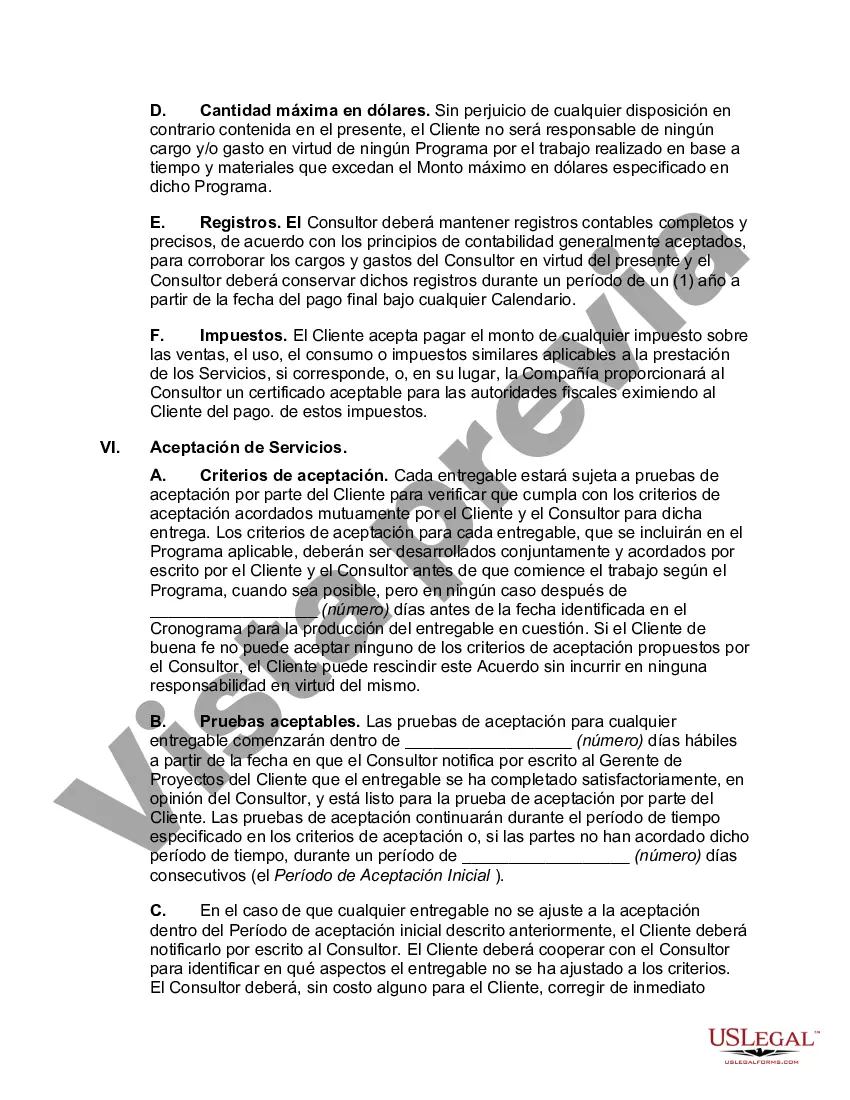 Preview Acuerdo estándar orientado al cliente para servicios de consultoría