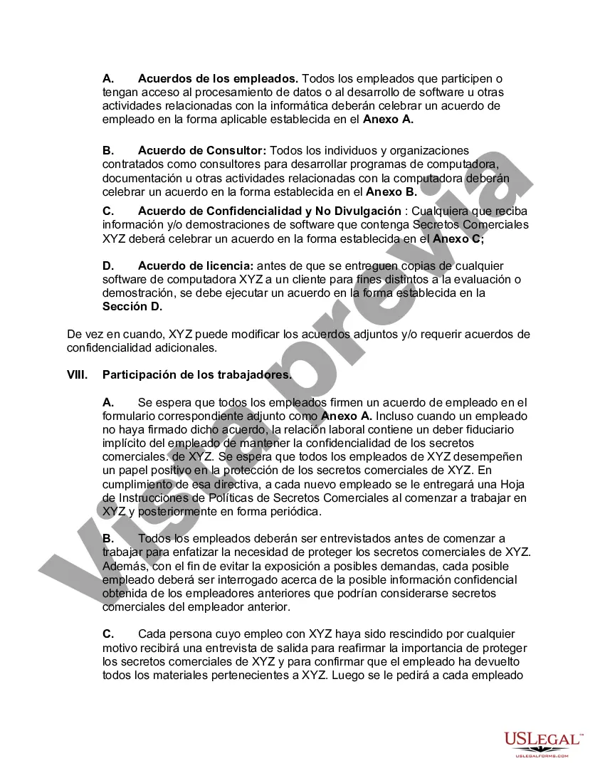Preview Manual de Políticas de Secretos Comerciales con Empleados, Consultores y Licenciatarios