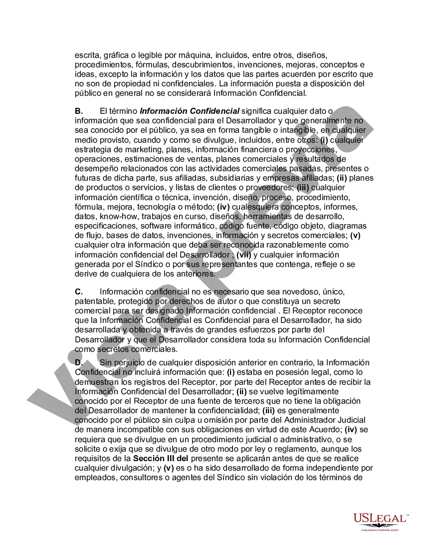 Preview Acuerdo de intercambio de información confidencial entre el desarrollador de software y el distribuidor del receptor