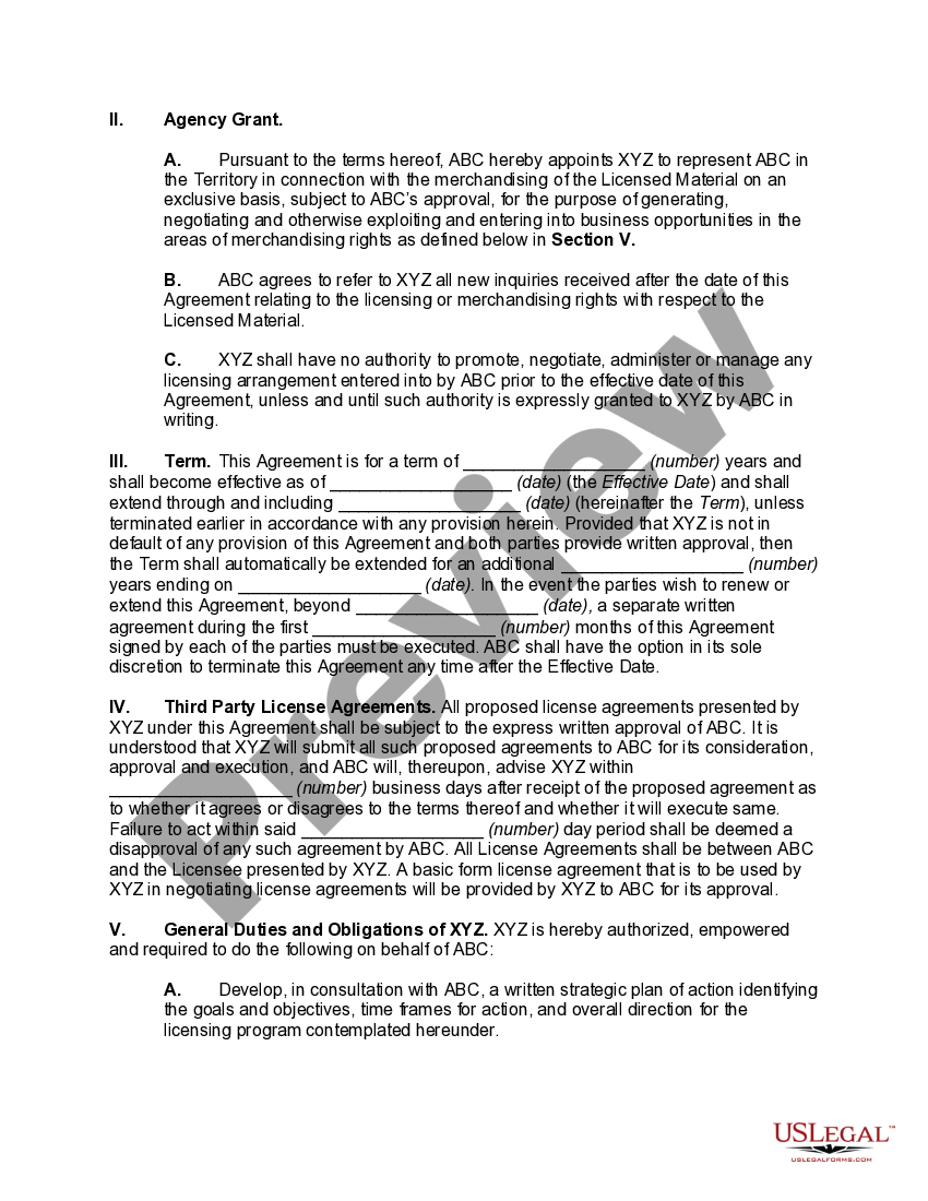 Virginia Licensing Representation Agreement US Legal Forms