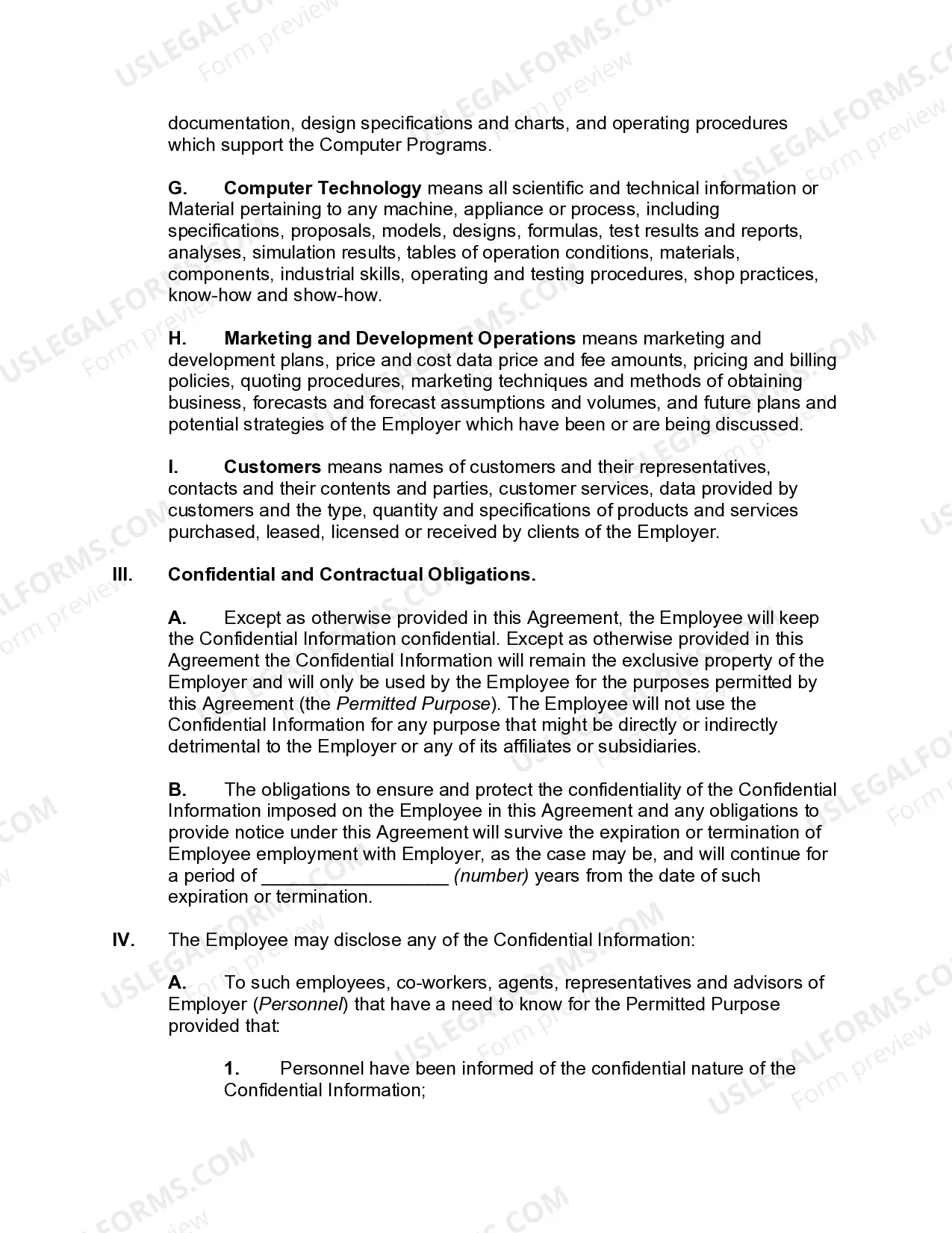 Preview Employment Confidentiality Agreement Regarding Work Product, Production Processes, Business Operations, Computer Software, Computer Technology, Proprietary and Trade Secret Technology