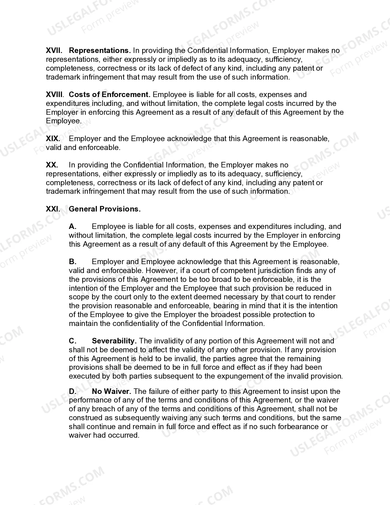 Preview Employment Confidentiality Agreement Regarding Work Product, Production Processes, Business Operations, Computer Software, Computer Technology, Proprietary and Trade Secret Technology