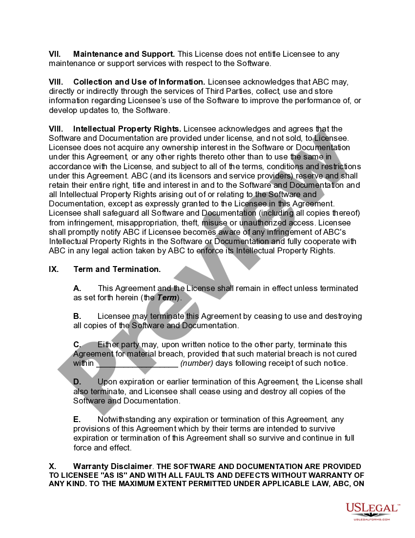 Delaware Shrink Wrap End User Software License Agreement User License