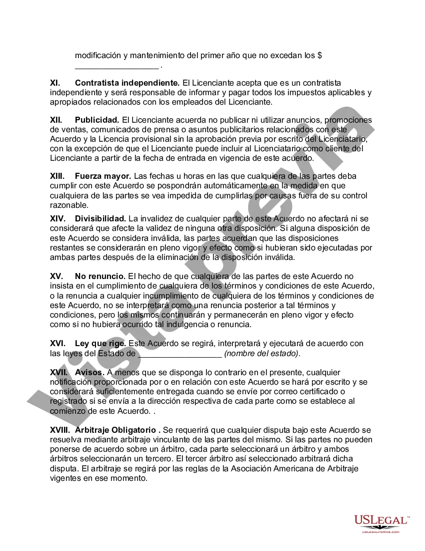 Preview Acuerdo de licencia provisional